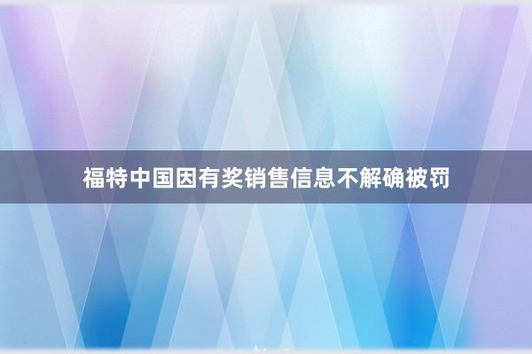 福特中国因有奖销售信息不解确被罚