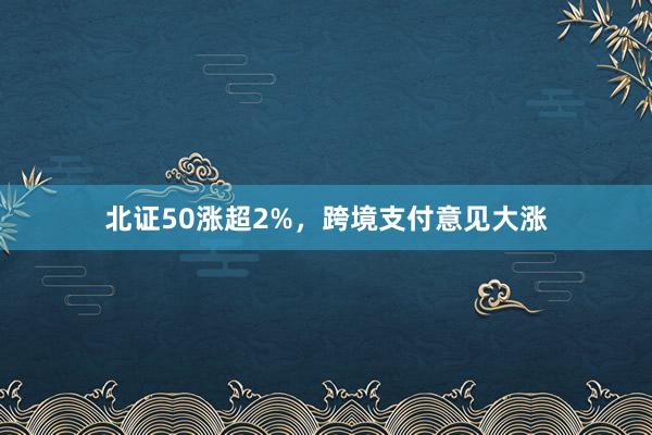 北证50涨超2%，跨境支付意见大涨