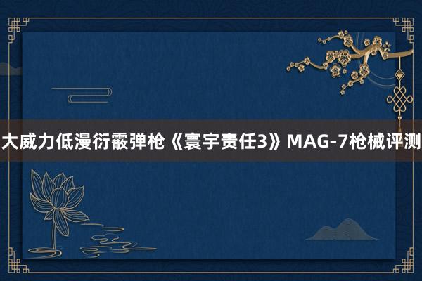 大威力低漫衍霰弹枪《寰宇责任3》MAG-7枪械评测